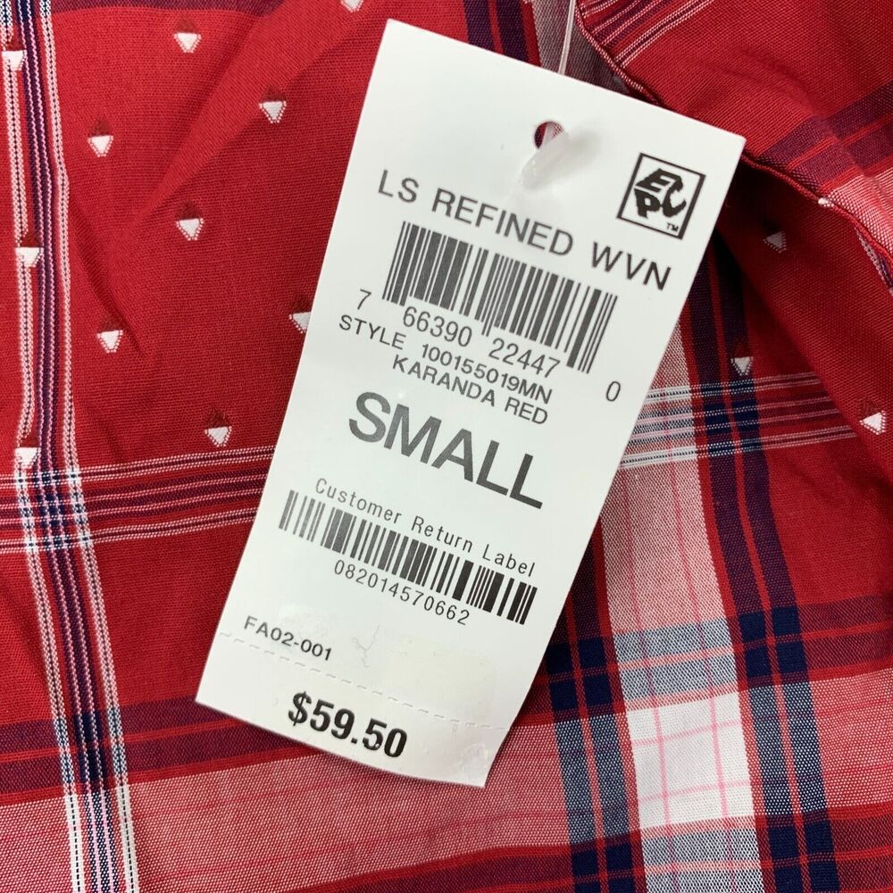 Club Room Mens Regular Fit Armin Check Plaid Button Down Shirt Red S - Picture 2 of 4